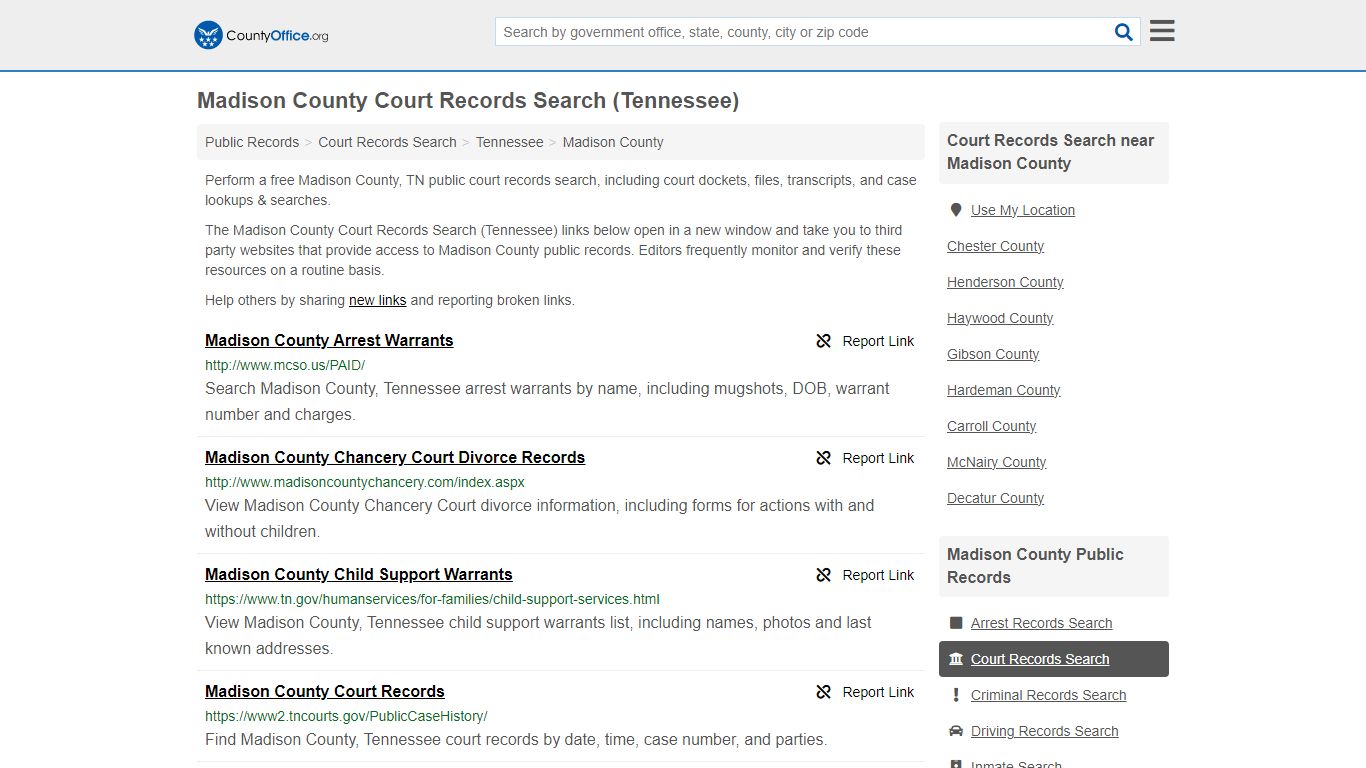 Madison County Court Records Search (Tennessee) - County Office